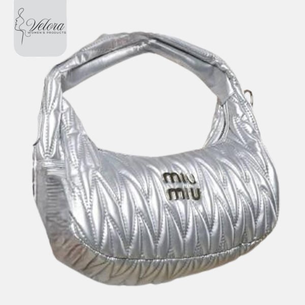 stylish MIU | sliver-colored handbag